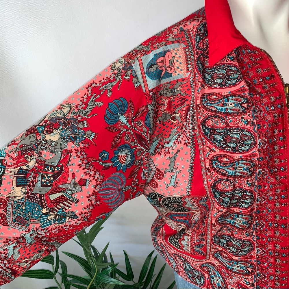 Vintage Vibrant Artsy Reversible Bomber Jacket Quilted - Picture 9 of 15
